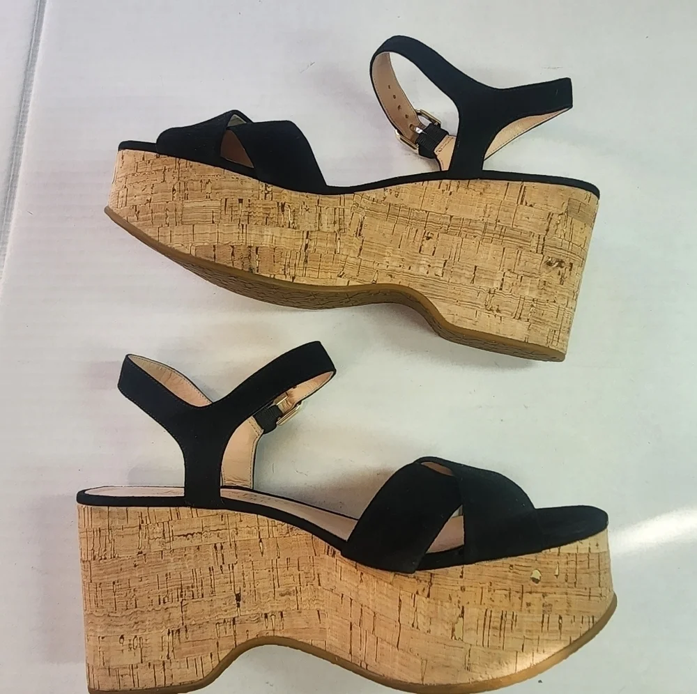 Kate Spade | Jasper Suede‎ Platform Sandals, size 10 Black